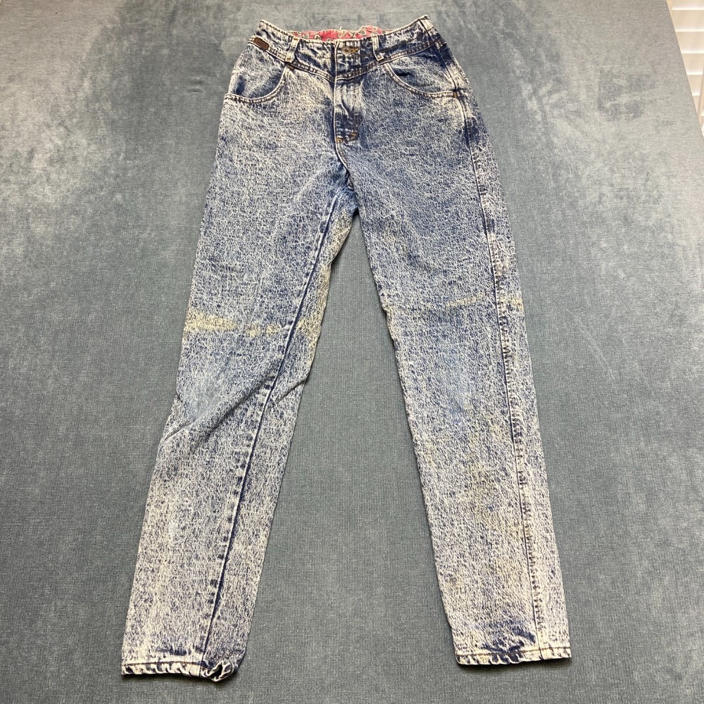 VTG Lee Jeans Womens 25x28.5 Blue Denim Mid Rise Light Wash Zip Fly Straight Leg